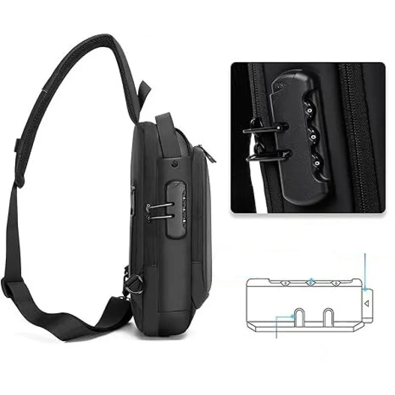Wasserdichte Umhängetasche für Herren ⎜ Multifunktionale Brusttasche für Outdoor-Aktivitäten und Reisen