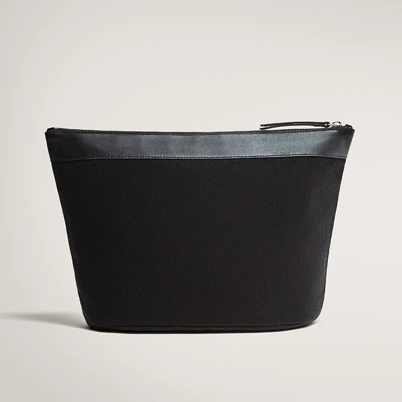 Kosmetiktasche für Damen ⎜ Robustes Baumwollmaterial mit Lederakzent und praktischem Reißverschluss-Design