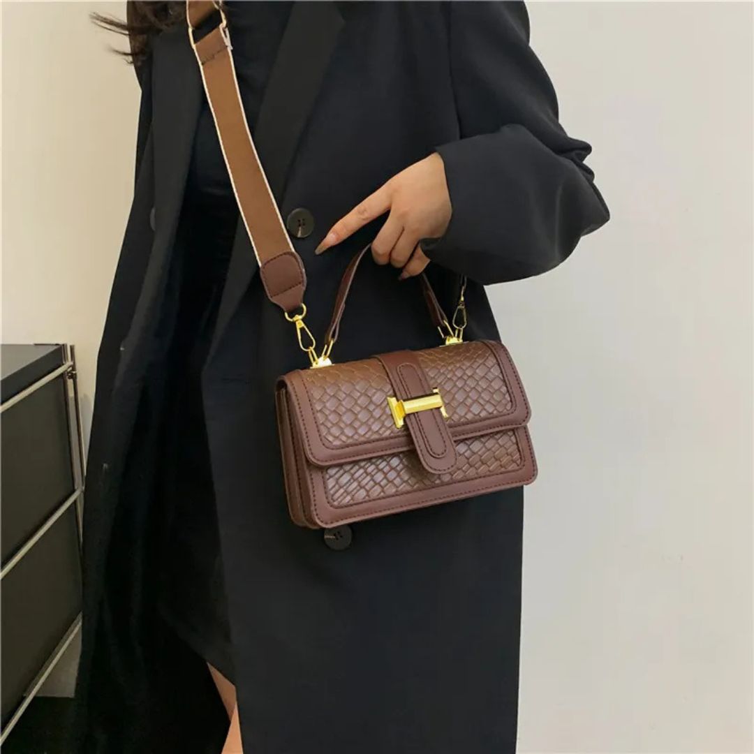 Woven Umhängetasche für Damen ⎜ Kleine Tasche mit geflochtenem Design und praktischem Verschluss