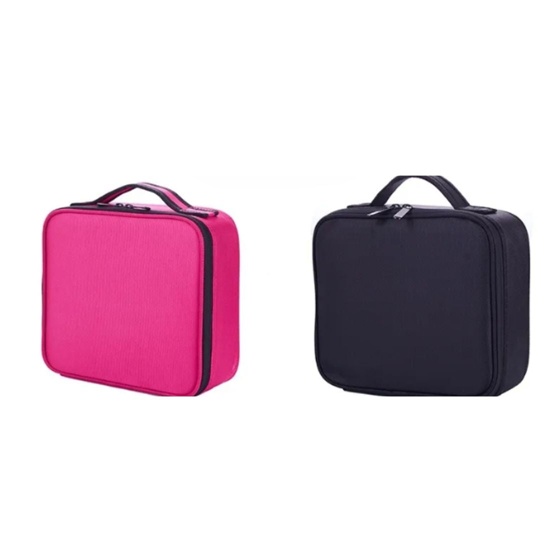 Kosmetiktasche für Damen ⎜ Kompakte Reise-Aufbewahrung mit Fächern und praktischem Pinselhalter