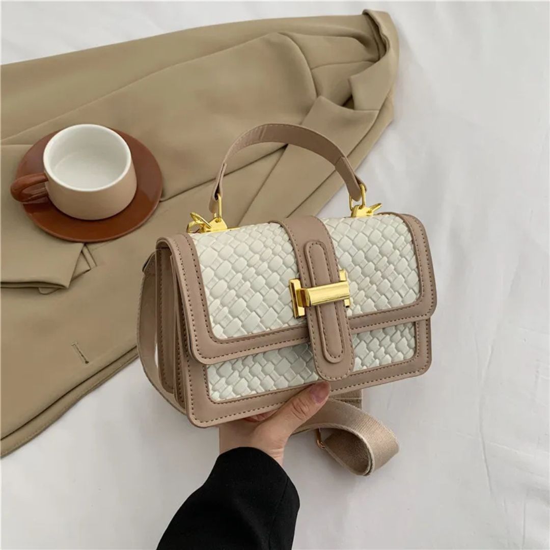 Woven Umhängetasche für Damen ⎜ Kleine Tasche mit geflochtenem Design und praktischem Verschluss