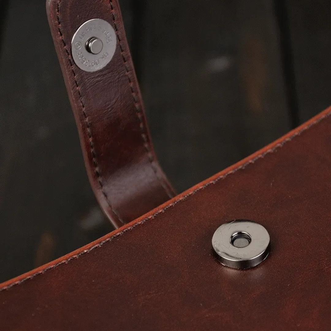 Umhängetasche für Herren ⎜ Retro-Schultertasche aus Kunstleder im Querformat mit Magnetverschluss