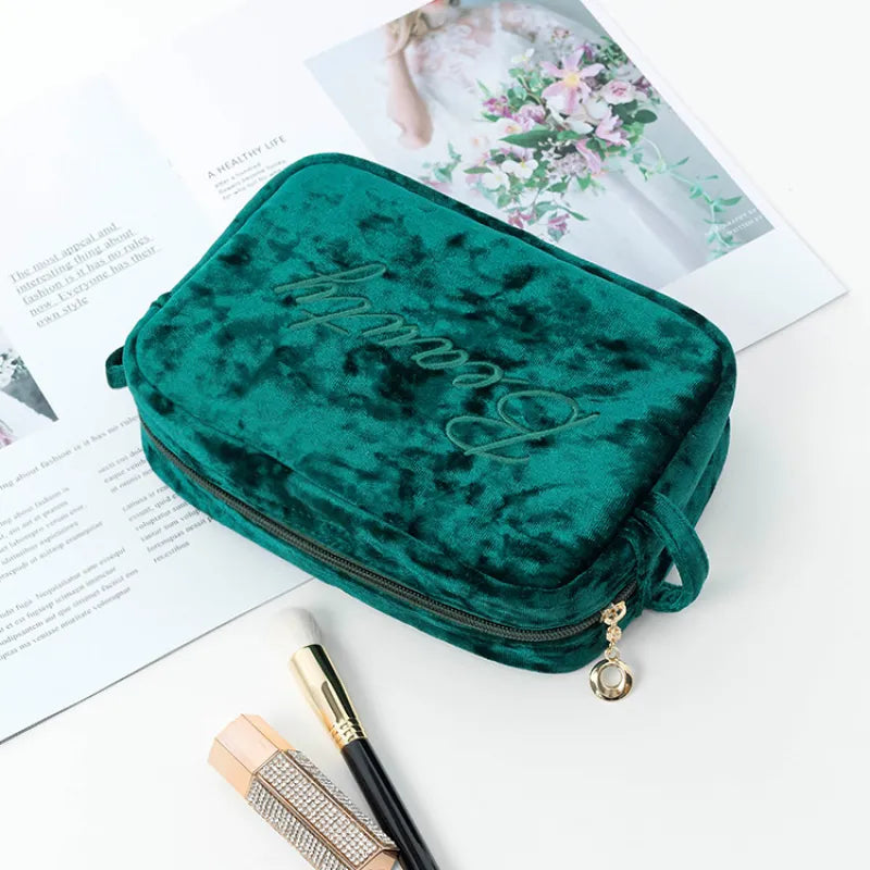 Kosmetiktasche für Damen ⎜ Geräumiges und tragbares Design mit weichem Stoff und praktischer Innenaufteilung