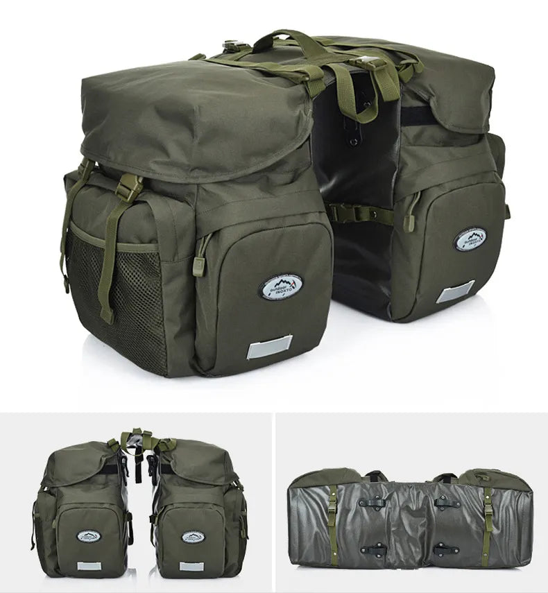 Fahrradtasche für Gepäckträger ⎜ Große Doppeltasche mit Seitentaschen und wasserabweisendem Innenfach