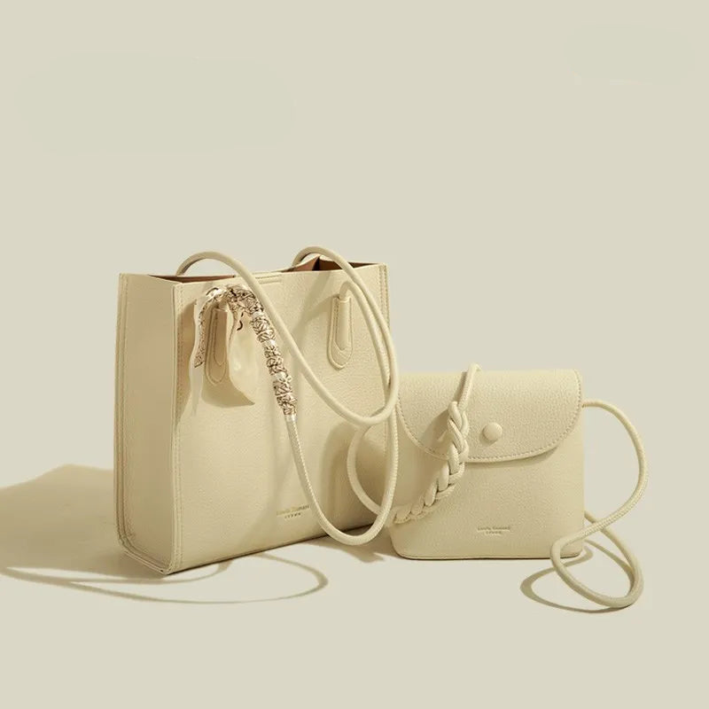 Kombinationstasche für Damen ⎜ Große Kapazität mit praktischem Design und geflochtenem Tragegurt