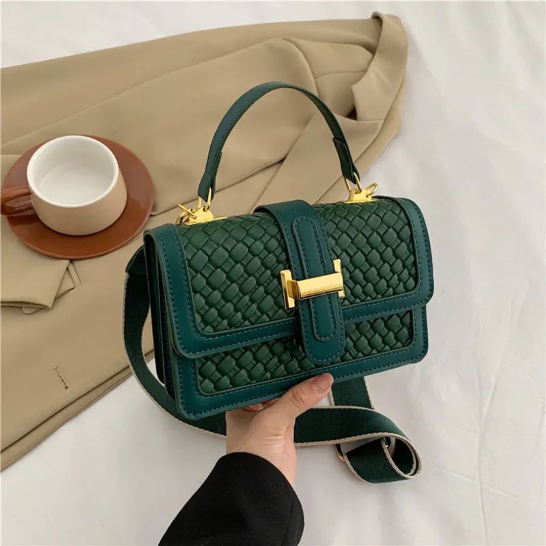 Woven Umhängetasche für Damen ⎜ Kleine Tasche mit geflochtenem Design und praktischem Verschluss