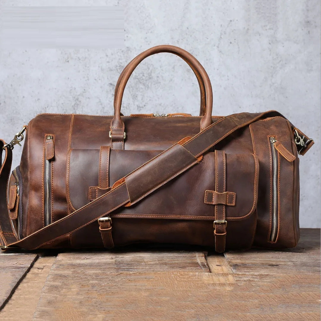 Reisetasche für Herren ⎜ Vintage-Leder mit großer Kapazität und Praktischen Fächern
