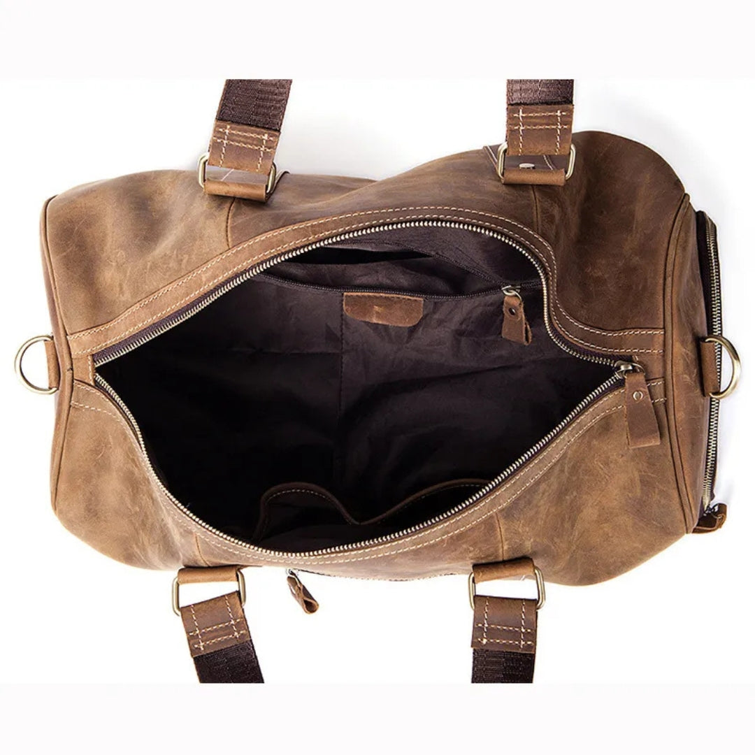 Reisetasche für Herren ⎜ Vintage-Look aus robustem Leder mit viel Stauraum und praktischer Tragbarkeit