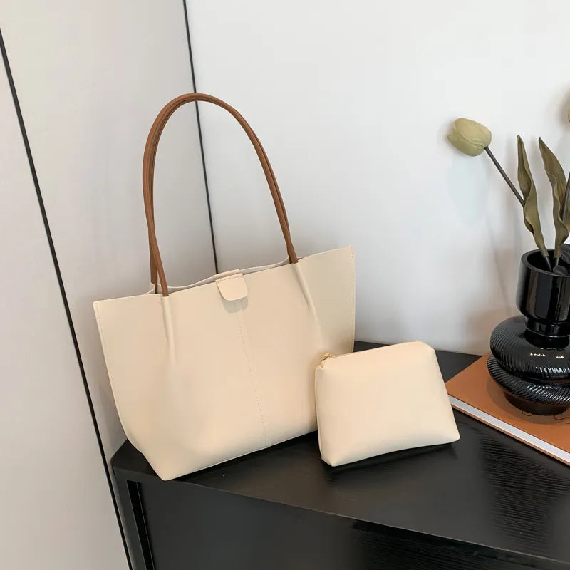 Retro Zwei-Teile Set ⎜ Elegante Tasche mit praktischer Kosmetiktasche und viel Stauraum