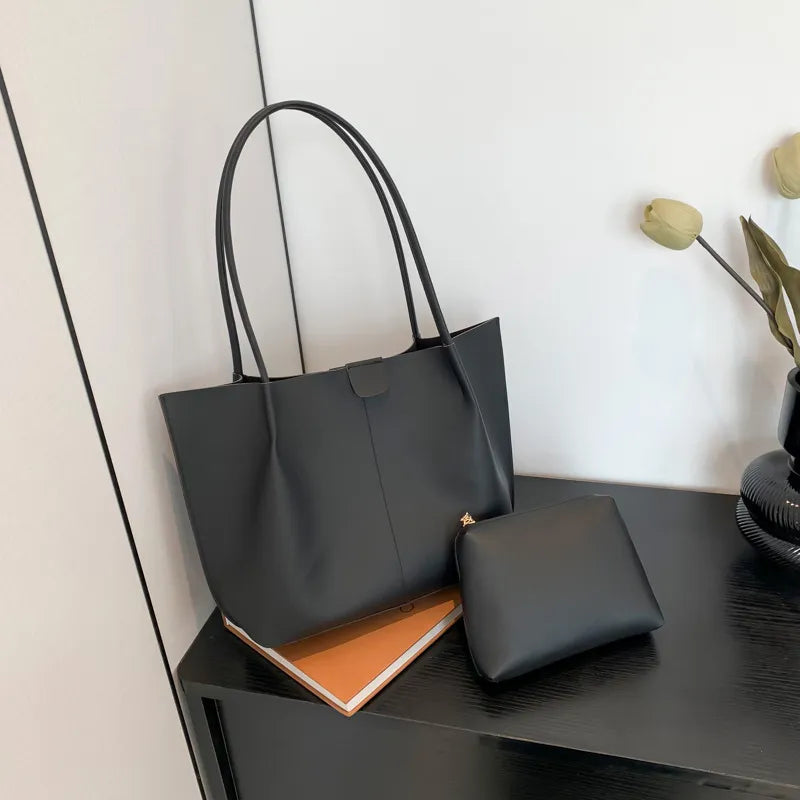 Retro Zwei-Teile Set ⎜ Elegante Tasche mit praktischer Kosmetiktasche und viel Stauraum