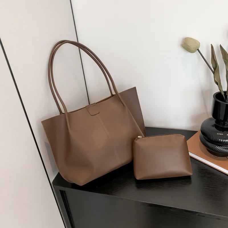 Retro Zwei-Teile Set ⎜ Elegante Tasche mit praktischer Kosmetiktasche und viel Stauraum