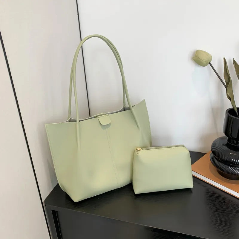 Retro Zwei-Teile Set ⎜ Elegante Tasche mit praktischer Kosmetiktasche und viel Stauraum