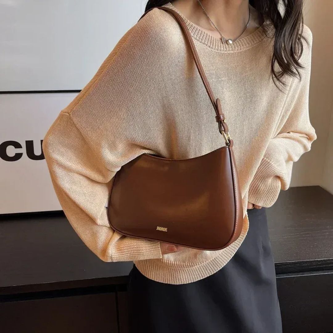 Modische Umhängetasche für Damen ⎜ Elegante Schultertasche aus hochwertigem Leder mit praktischer Form