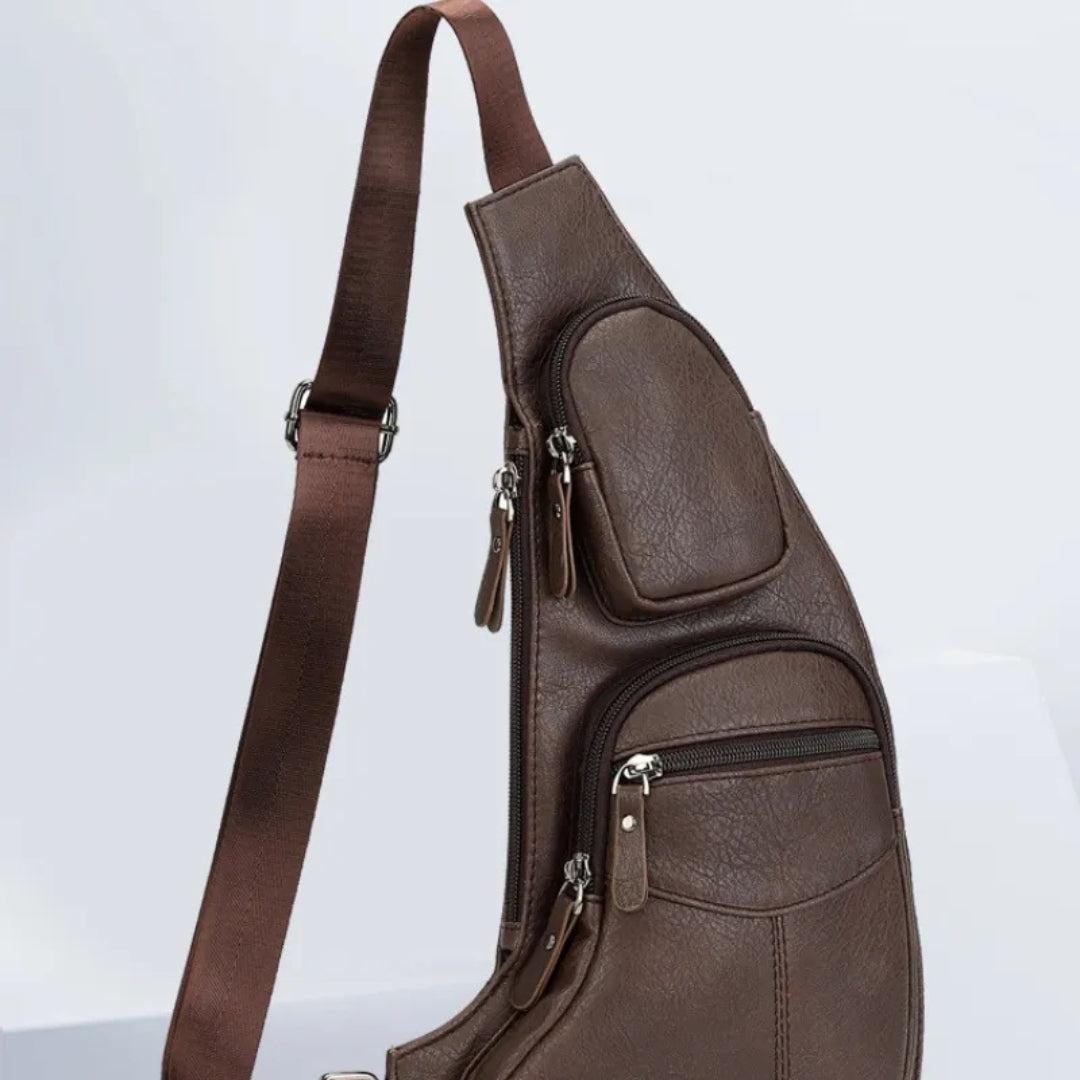 Brusttasche für Herren ⎜ Schlankes Design mit Mehreren Reißverschlüssen und Sicherem Anti-Diebstahl-Tragegurt