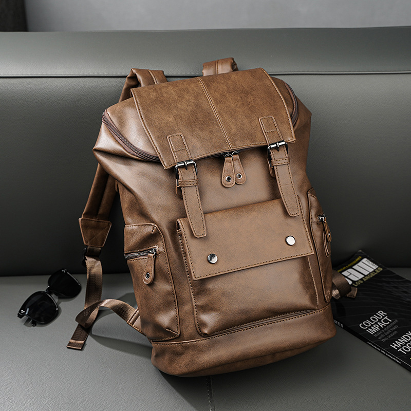 Retro Rucksack für Herren ⎜ Geräumiger Leder-Rucksack im Casual-Design für Alltag und Freizeit
