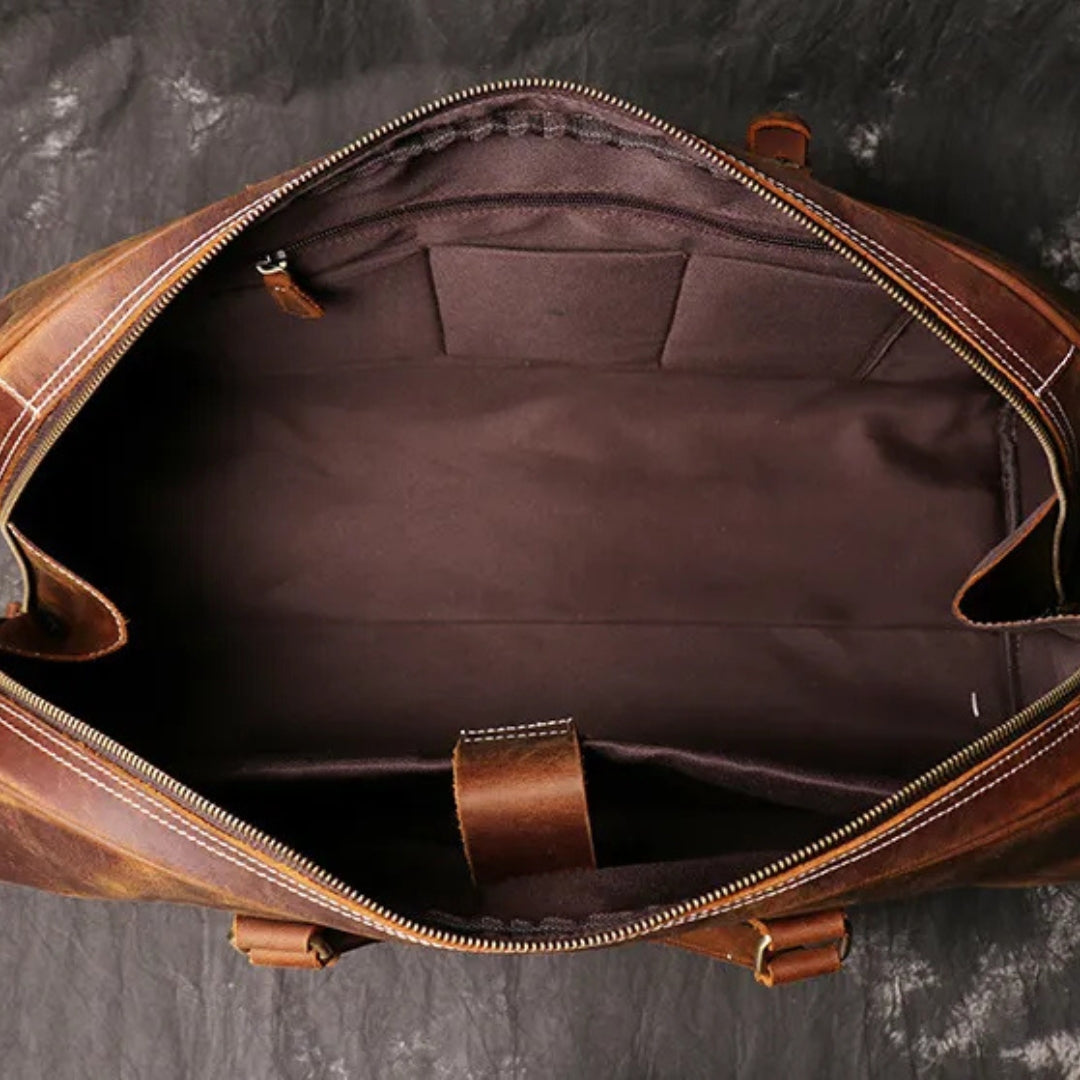 Reisetasche für Herren ⎜ Robuste Ledertasche mit Schultergurt und großer Kapazität
