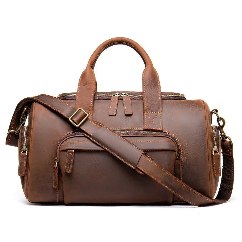 Leder Reisetasche für Herren ⎜ Robuste Handgefertigte Reisetasche mit großem Stauraum