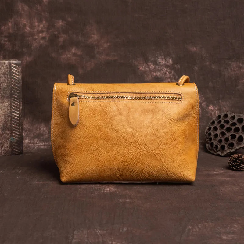 Leder-Umhängetasche für Damen ⎜ Retro-Stil mit weichem Leder und praktischer Verschlussklappe