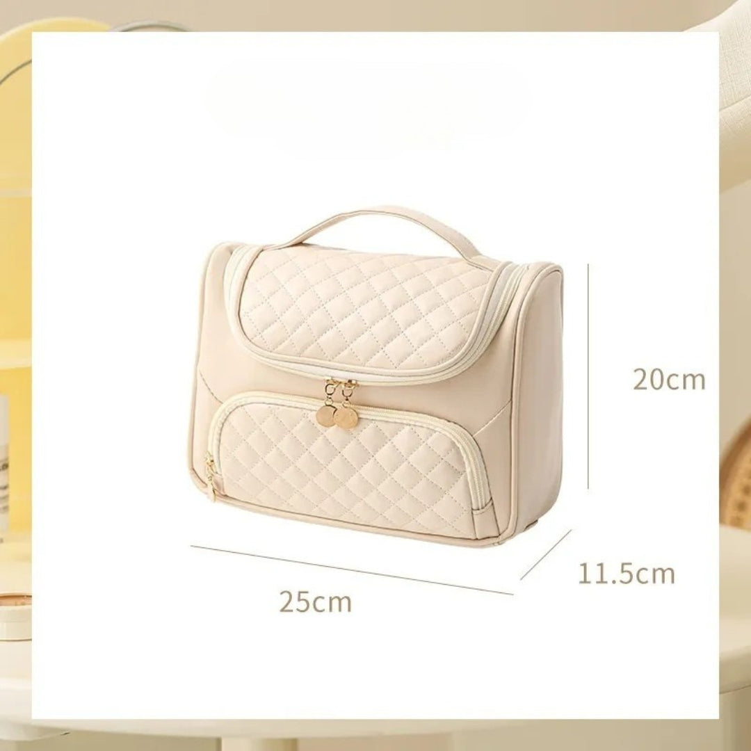 Kosmetiktasche für Damen ⎜ Große Kapazität mit Gesteppter Oberfläche und Praktischem Tragegriff für Unterwegs