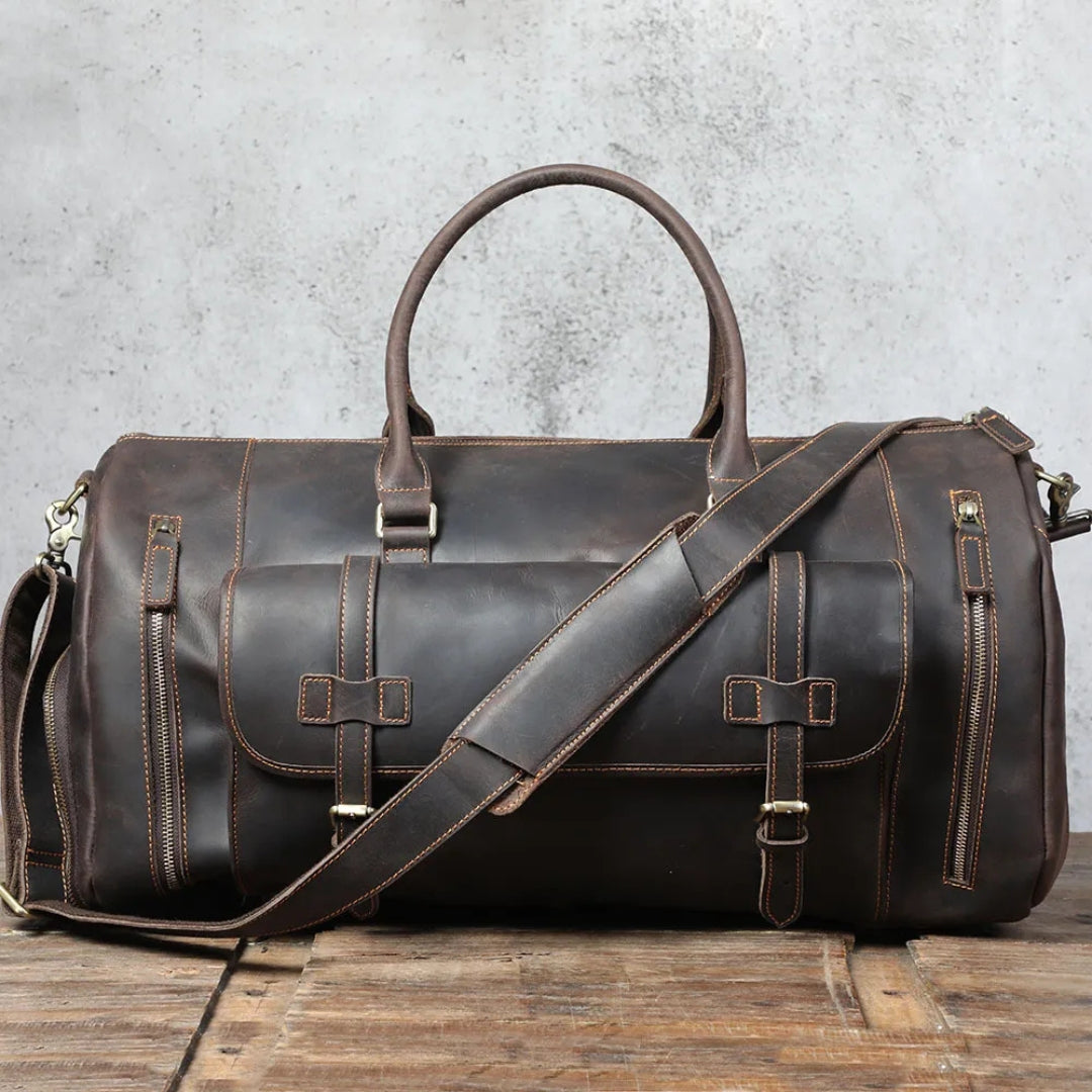 Reisetasche für Herren ⎜ Vintage-Leder mit großer Kapazität und Praktischen Fächern