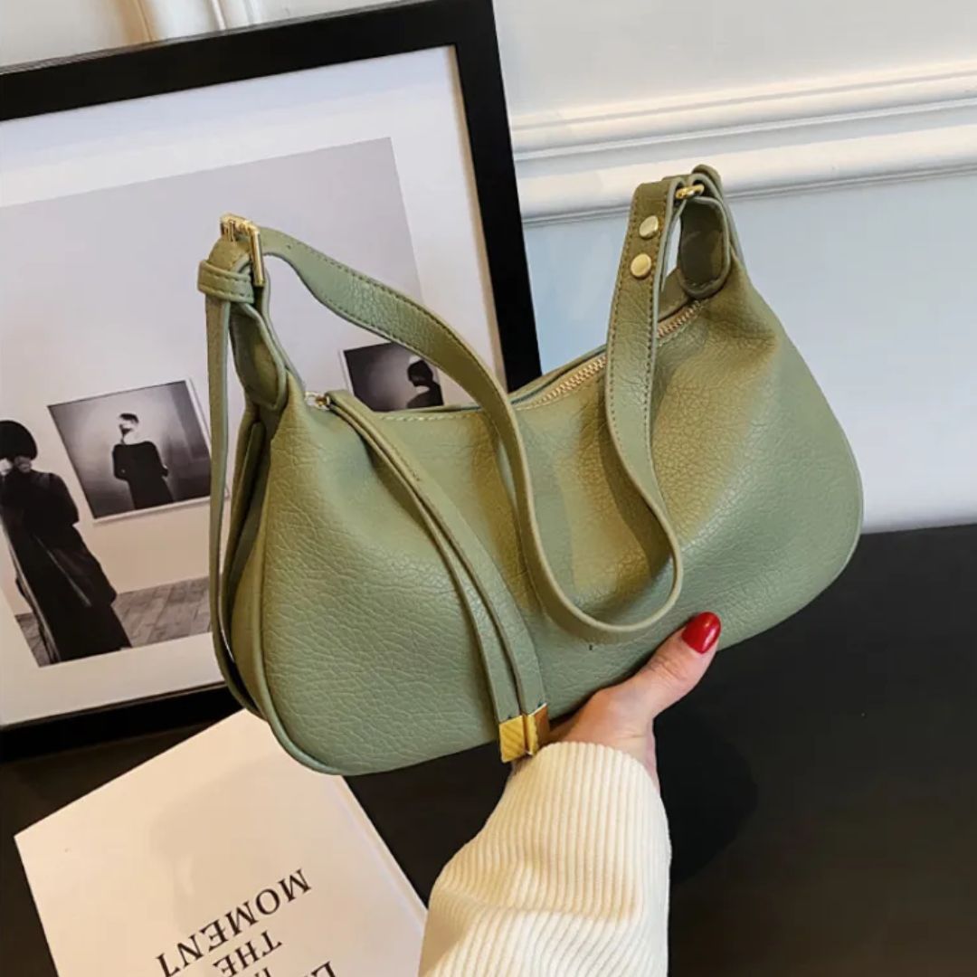 Modische Umhängetasche für Damen ⎜ Schlichte Schultertasche im Dumpling-Design mit verstellbarem Riemen