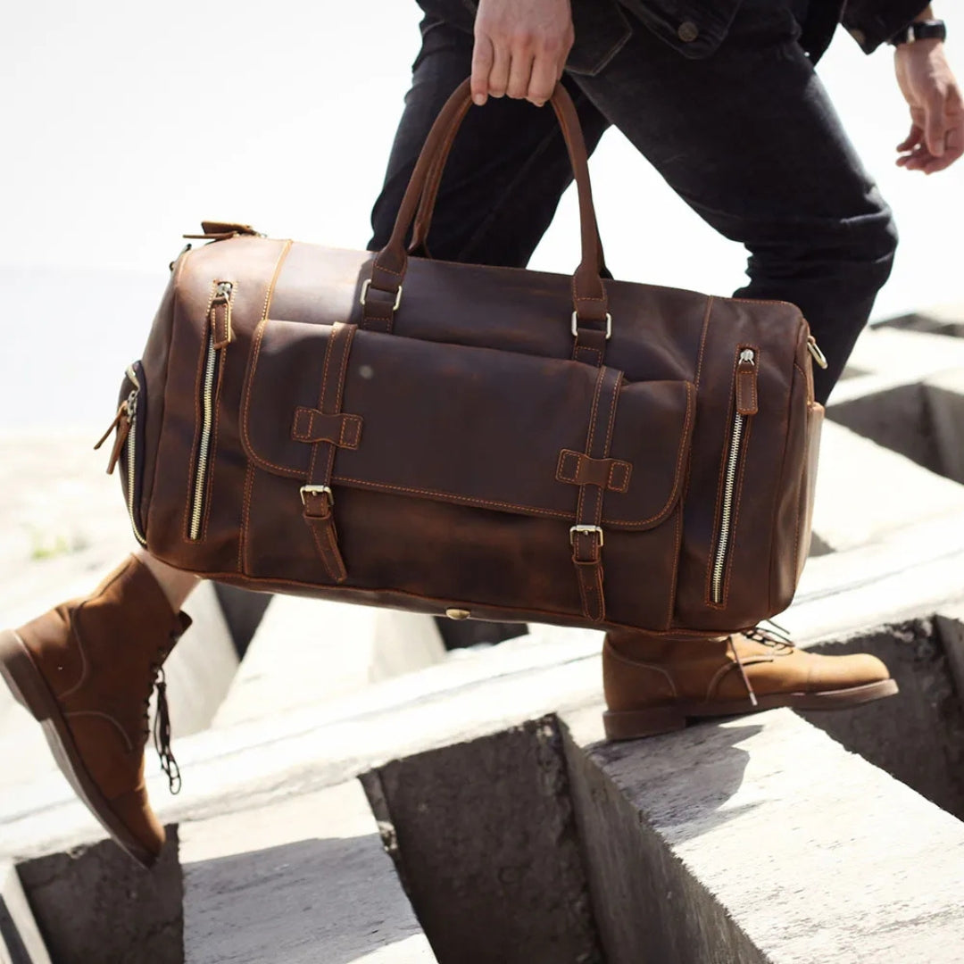 Reisetasche für Herren ⎜ Vintage-Leder mit großer Kapazität und Praktischen Fächern