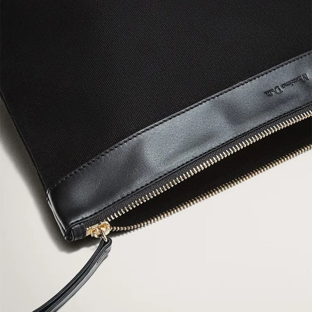 Kosmetiktasche für Damen ⎜ Robustes Baumwollmaterial mit Lederakzent und praktischem Reißverschluss-Design