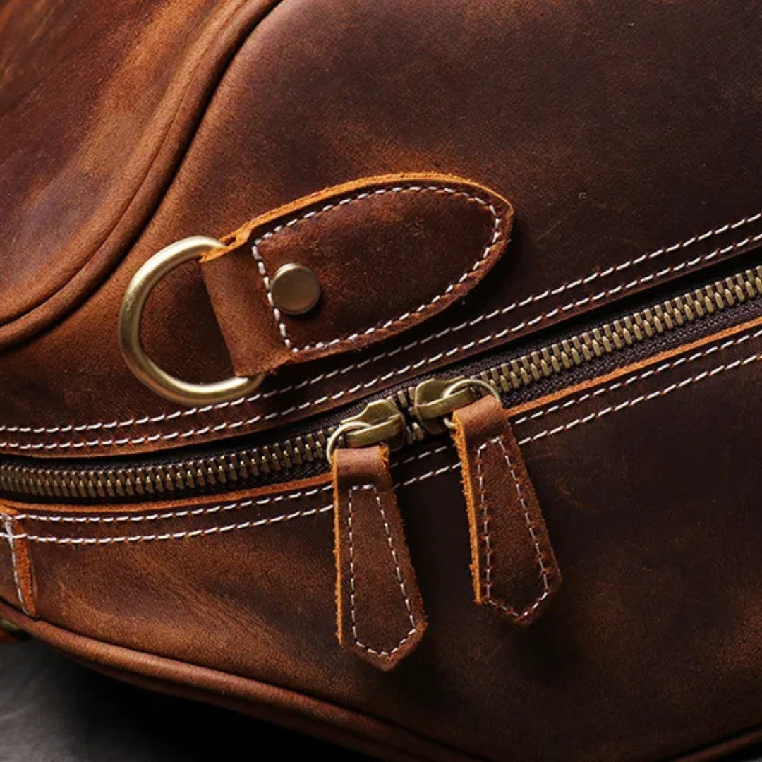 Reisetasche für Herren ⎜ Robuste Ledertasche mit Schultergurt und großer Kapazität
