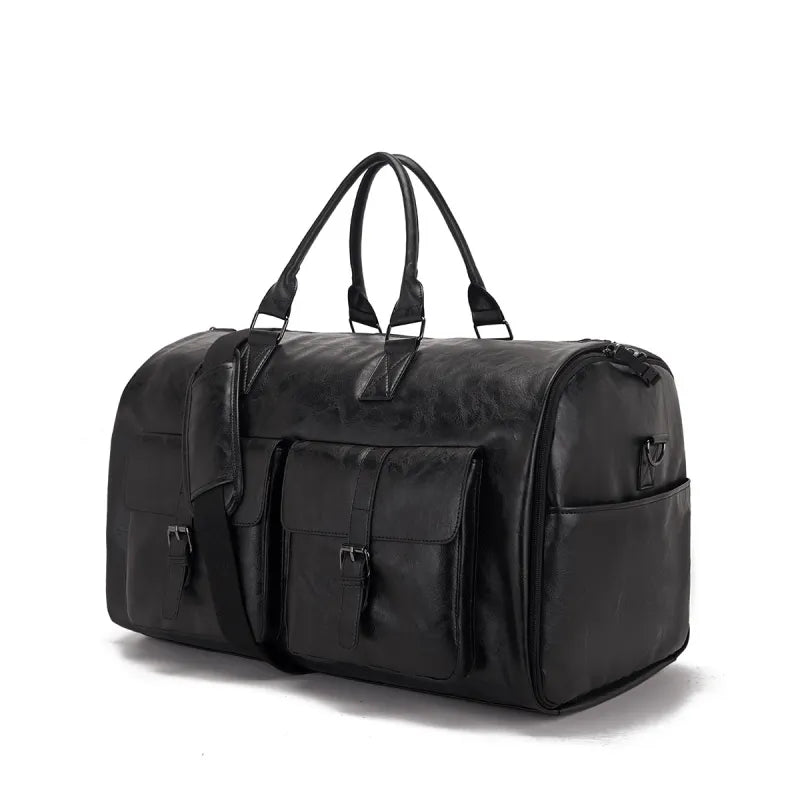 Reisetasche aus PU-Leder ⎜ Praktisches Design mit großer Kapazität und mehreren Außentaschen