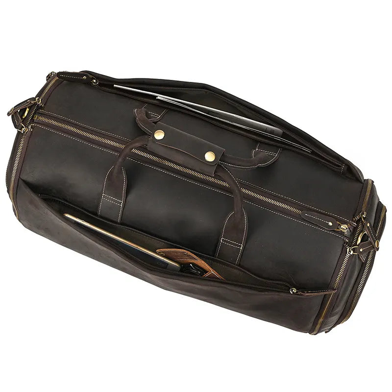 Reisetasche aus Leder ⎜ Große Kapazität mit Rollfunktion für komfortable Reisen