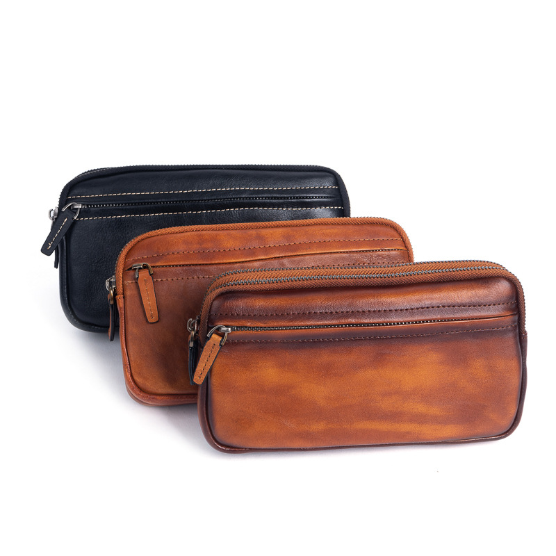 Leder Clutch für Herren ⎜ Stilvolle Tasche mit Reißverschluss und geräumigem Innenfach