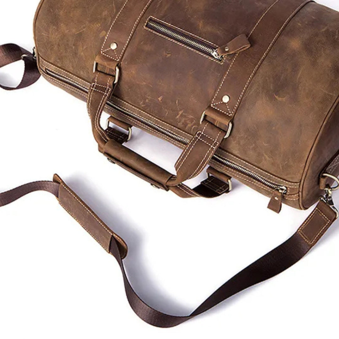 Reisetasche für Herren ⎜ Vintage-Look aus robustem Leder mit viel Stauraum und praktischer Tragbarkeit