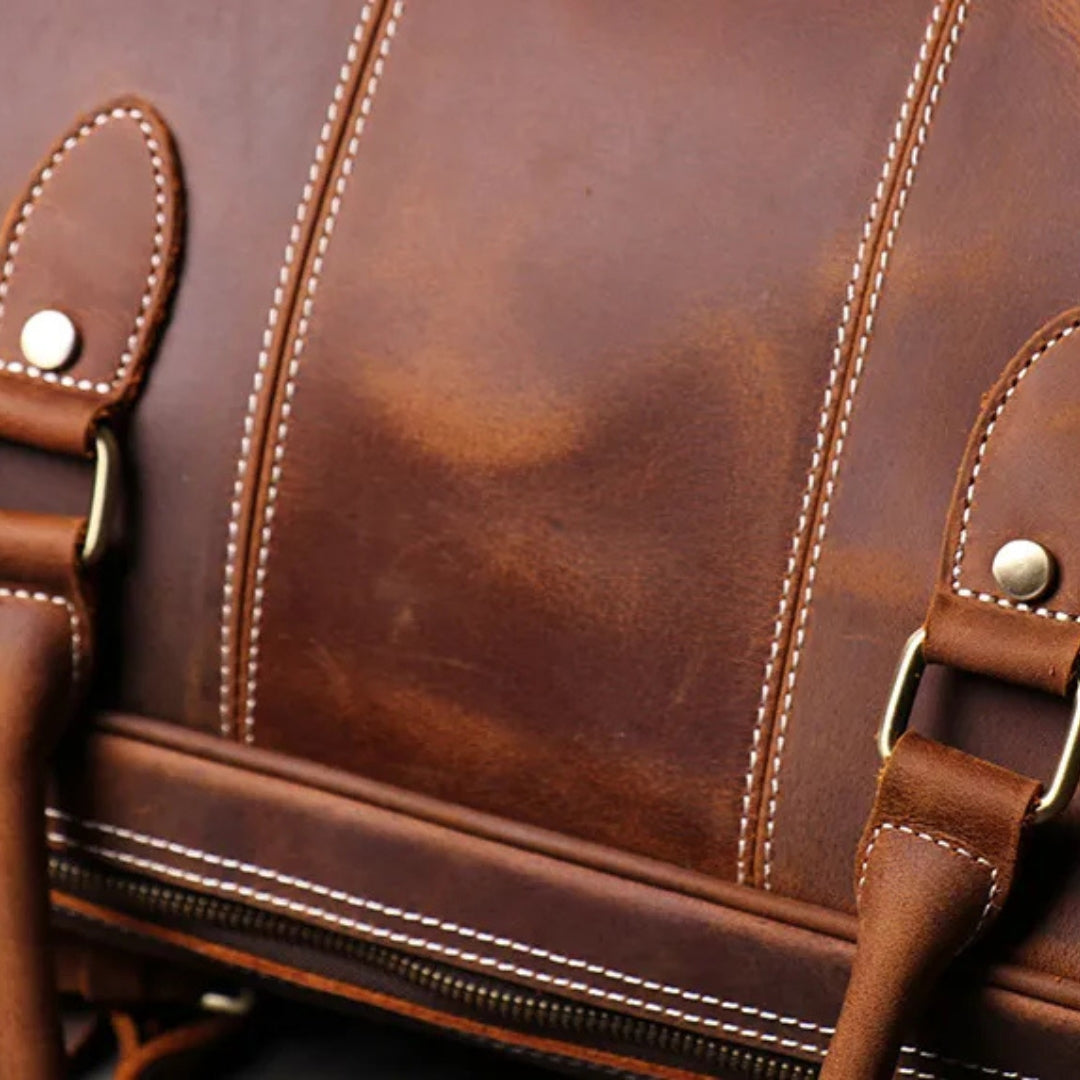 Reisetasche für Herren ⎜ Robuste Ledertasche mit Schultergurt und großer Kapazität