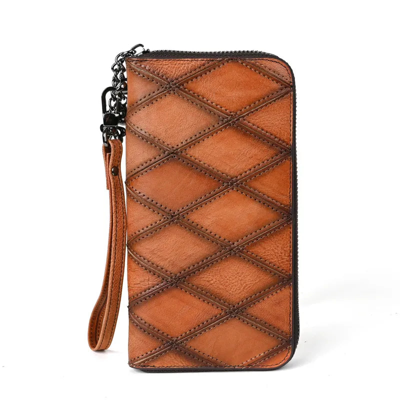 Damen Geldbörse mit Reißverschluss ⎜ Langes Design mit großer Kapazität und praktischem Handgelenkband