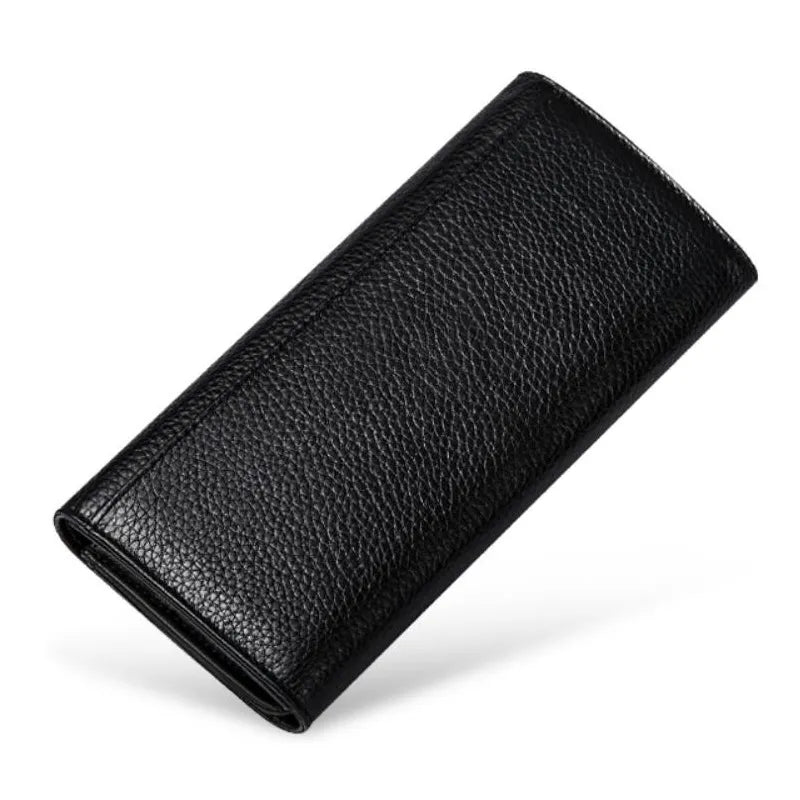 Damen Geldbörse aus Rindsleder ⎜ Langes Design mit eleganter Blatt-Embellishment und praktischem Verschluss