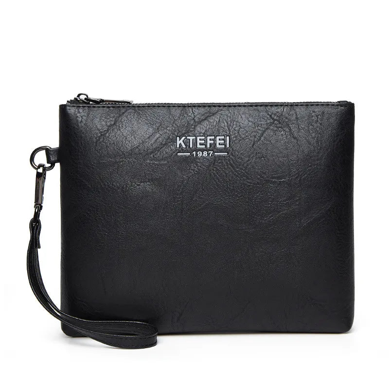 Leder Clutch für Herren ⎜ Modische Handtasche für Business und Freizeit im schlanken Design