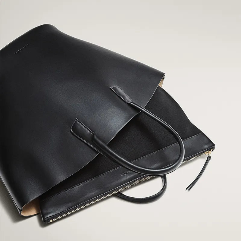 Kosmetiktasche für Damen ⎜ Robustes Baumwollmaterial mit Lederakzent und praktischem Reißverschluss-Design