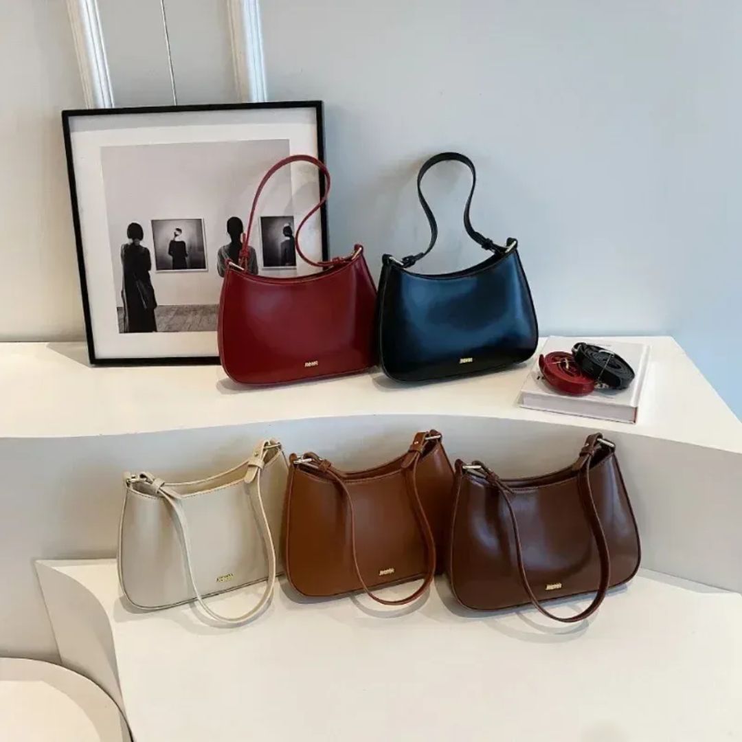 Modische Umhängetasche für Damen ⎜ Elegante Schultertasche aus hochwertigem Leder mit praktischer Form
