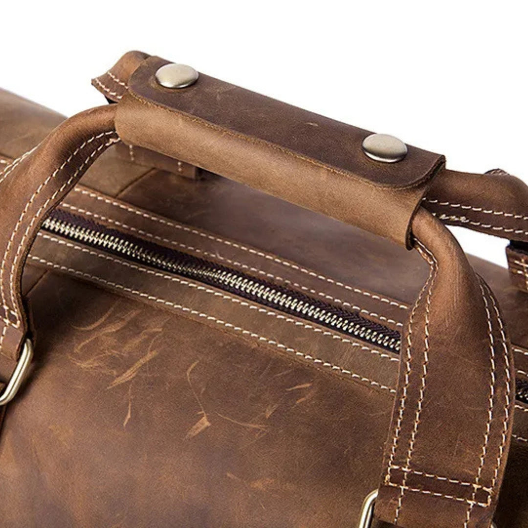 Reisetasche für Herren ⎜ Vintage-Look aus robustem Leder mit viel Stauraum und praktischer Tragbarkeit
