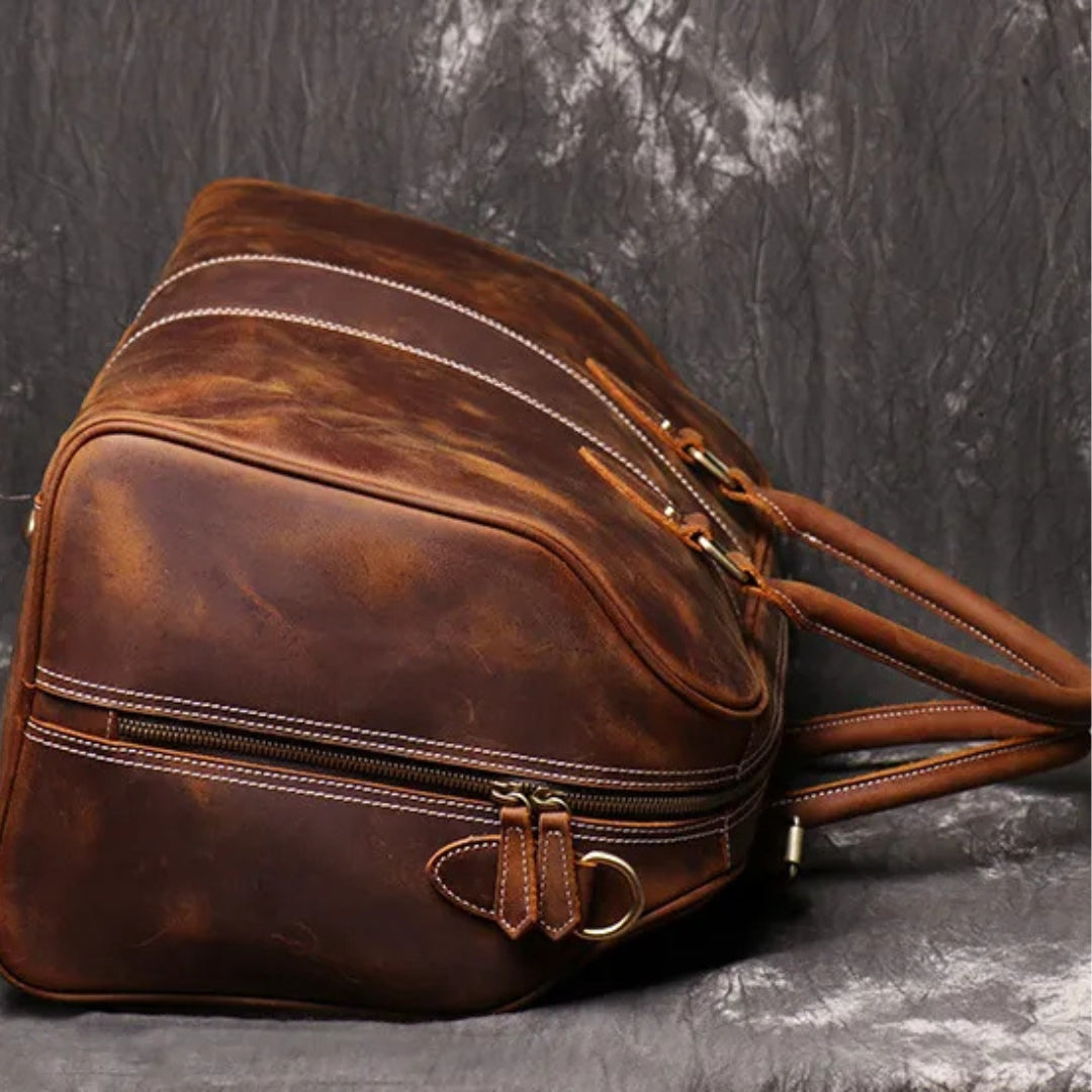 Reisetasche für Herren ⎜ Robuste Ledertasche mit Schultergurt und großer Kapazität