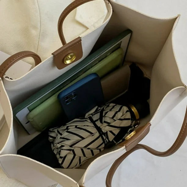 Retro Zwei-Teile Set ⎜ Elegante Tasche mit praktischer Kosmetiktasche und viel Stauraum