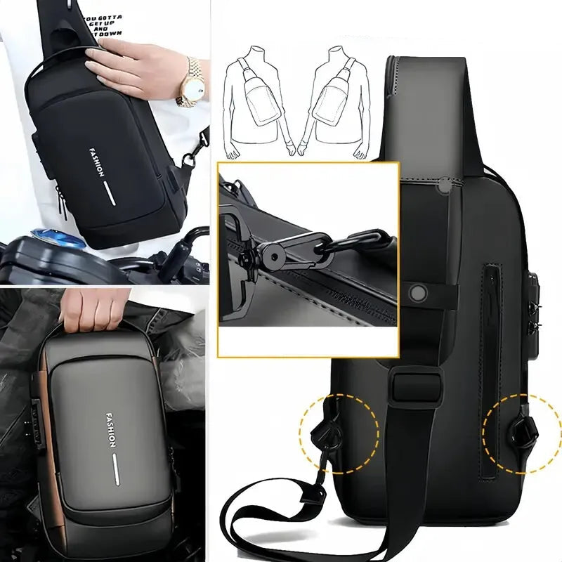 Wasserdichte Umhängetasche für Herren ⎜ Multifunktionale Brusttasche für Outdoor-Aktivitäten und Reisen