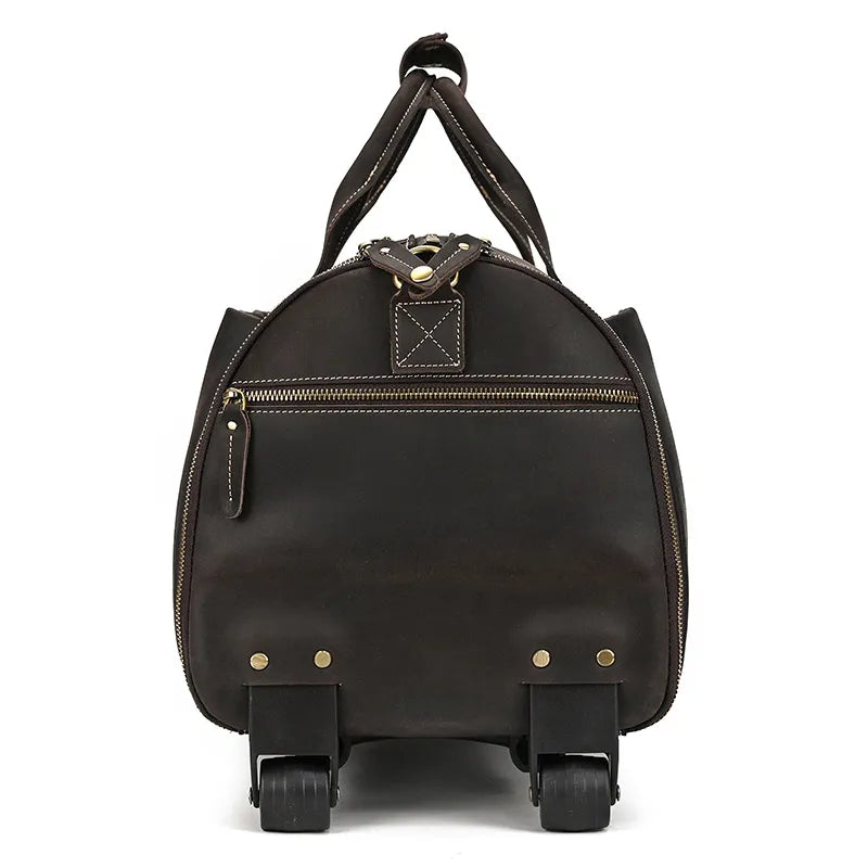 Reisetasche aus Leder ⎜ Große Kapazität mit Rollfunktion für komfortable Reisen