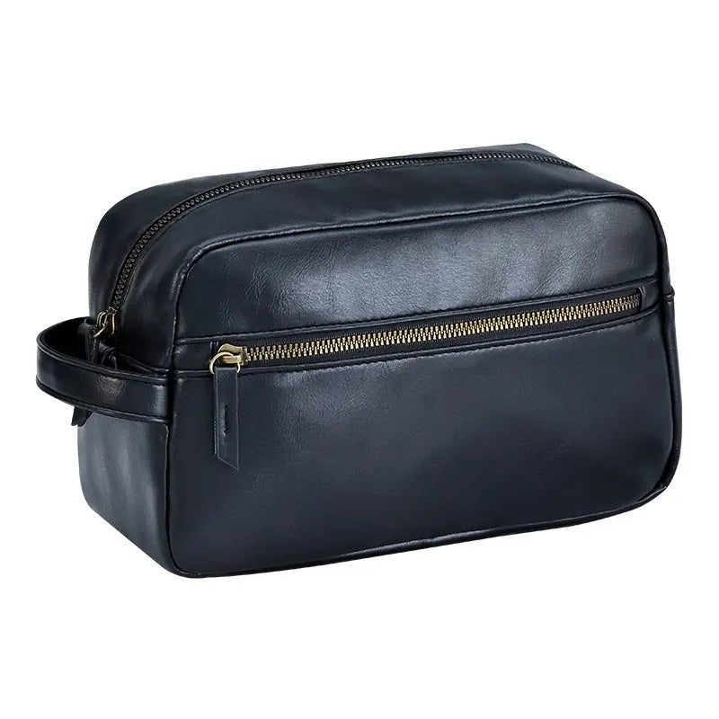 Leder Kulturbeutel für Herren ⎜ Große Reise-Tasche mit praktischen Fächern und robustem Reißverschluss