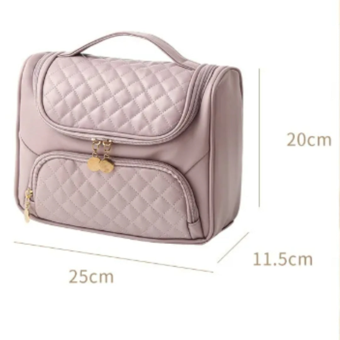 Kosmetiktasche für Damen ⎜ Große Kapazität mit Gesteppter Oberfläche und Praktischem Tragegriff für Unterwegs