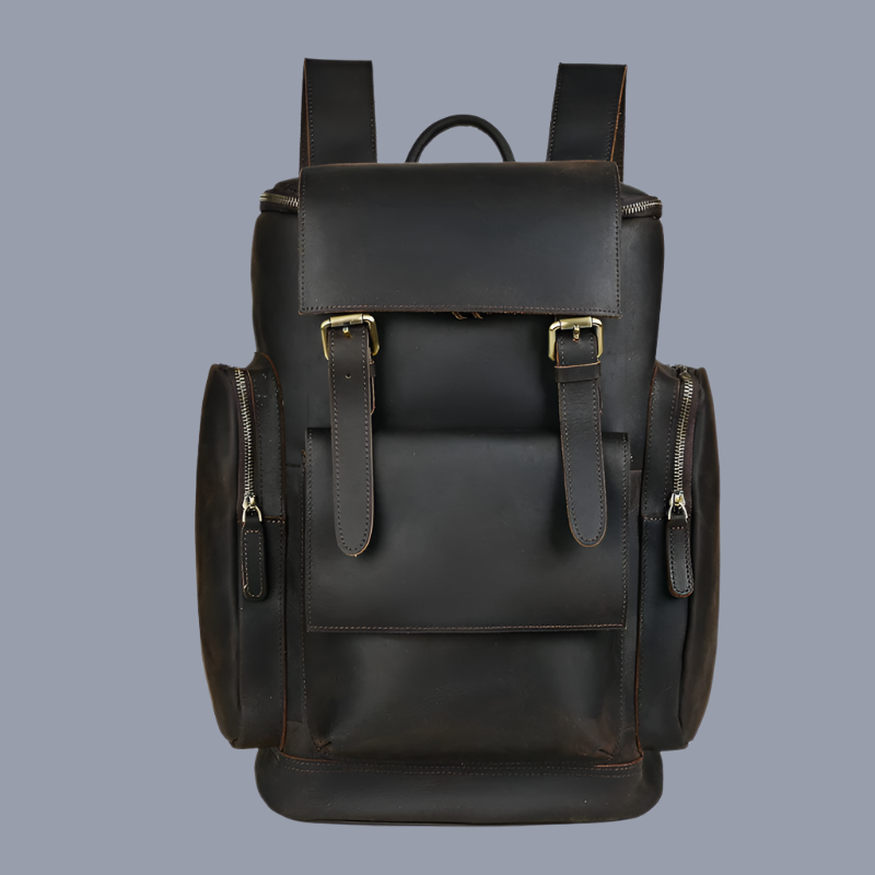 Lederrucksack für Herren ⎜ Robuster Tagesrucksack mit Laptopfach und viel Stauraum
