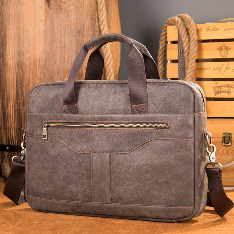 Laptoptasche aus Echtleder für Herren ⎜ Vintage Aktentasche mit praktischen Fächern und robustem Design