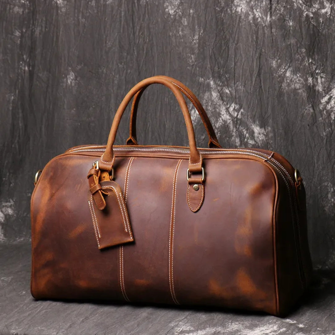 Reisetasche für Herren ⎜ Robuste Ledertasche mit Schultergurt und großer Kapazität