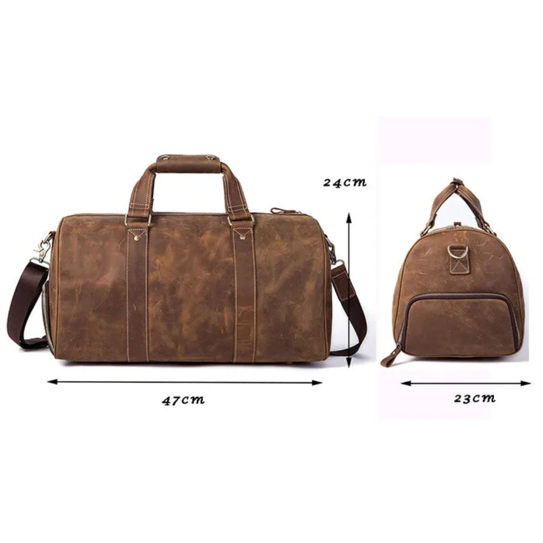 Reisetasche für Herren ⎜ Vintage-Look aus robustem Leder mit viel Stauraum und praktischer Tragbarkeit
