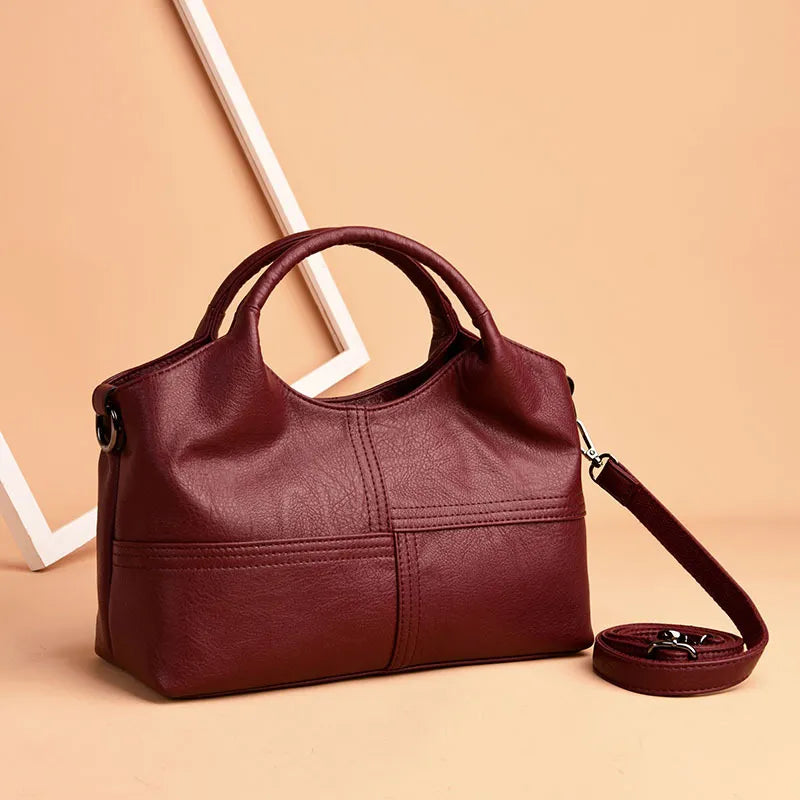 Leder-Umhängetasche für Damen ⎜ Modische Tasche mit großer Kapazität und verstellbarem Schulterriemen